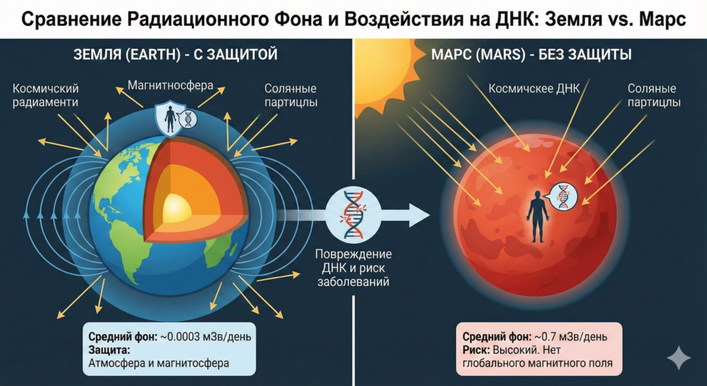 Влияние космической радиации на генетический материал человека